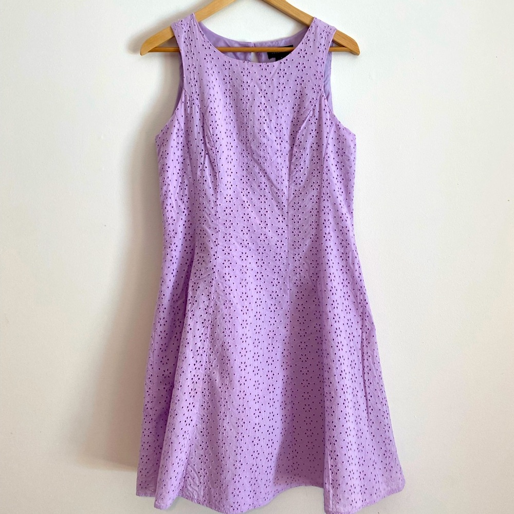 Liz Claiborne light purple lavender lilac eyelet fit and flare dress